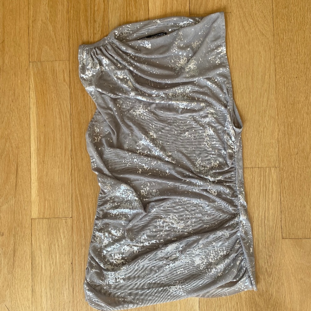Silver metallic Zara top